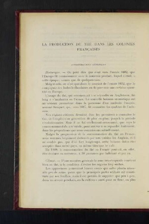 La Production Du Thé Dans Les Colonies Francaises.