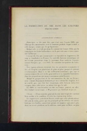 La Production Du Thé Dans Les Colonies Francaises.