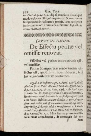 Caput Ultimum. De Effectu petitæ vel omissæ renovat.