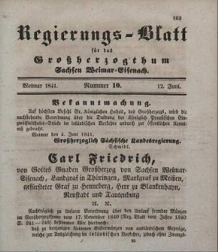Nr. 10 : 12. Juny 1841