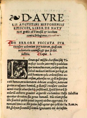 Divi Avrelii Avgvstini De Natvra Et Gratia : Liber Vnvs