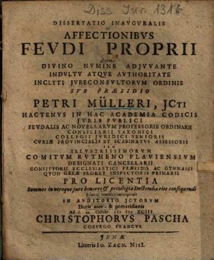 Dissertatio Inavgvralis De Affectionibvs Fevdi Proprii