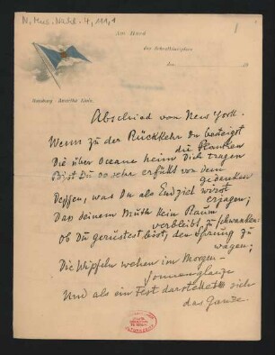 Aufzeichnungen während der Schiffsreise von New York nach Cuxhaven im Frühjahr 1904 : 24.03.-03.04.1904