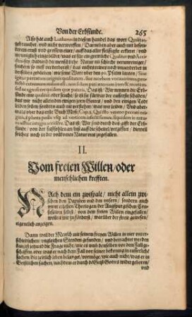 II. Vom freien Willen/ oder menschlichen krefften.