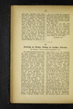 Friedrichs des Großen Stellung zur deutschen Litteratur