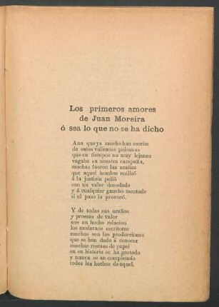 Los primeros amores de Juan Moreira ó sea lo que no se ha dicho
