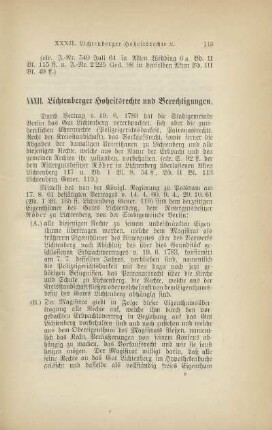XXXII. Lichtenberger Hoheitsrechte und Berechtigungen