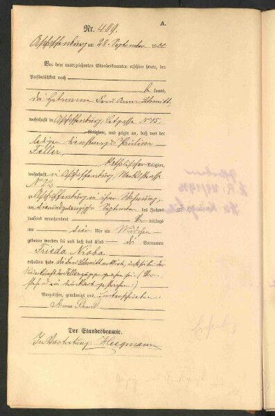 Standesamtsbuch der Stadt Aschaffenburg: Geburten 365/1900 - 184/1901