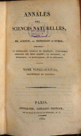 Annales des sciences naturelles. 26, 26. 1832