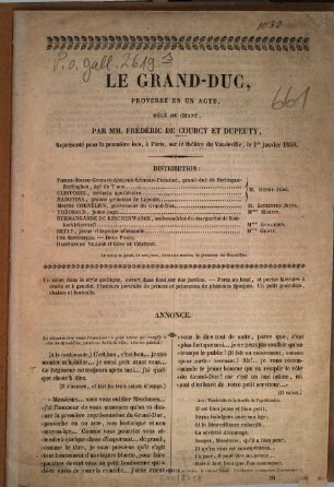 Le grand-duc : Proverbe en un acte, mêlé de chant