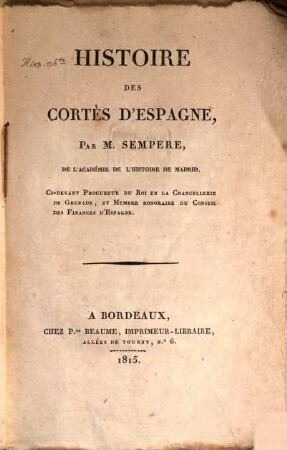 Histoire des cortès d'Espagne