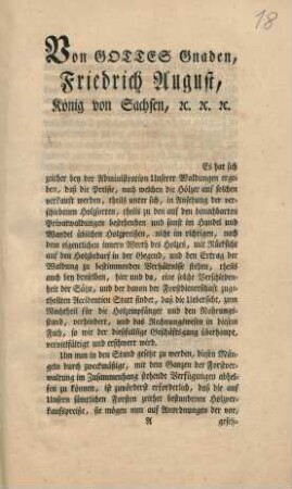 Von Gottes Gnaden, Friedrich August, König von Sachsen, etc. etc. etc. : [Gegeben zu Dresden, den 31sten Januar 1810]