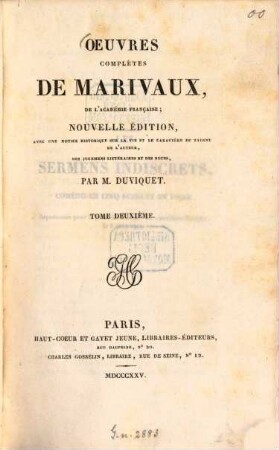 Oeuvres complètes de Marivaux, 2