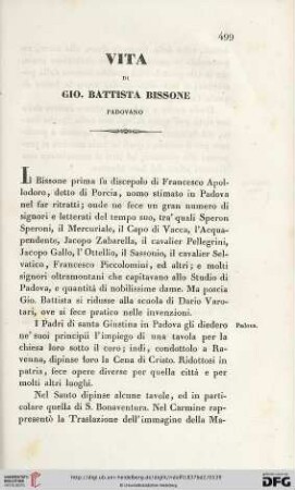 Vita di Gio. Battista Bissone, Padovano