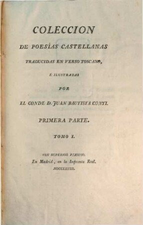 Colecciòn de poesias castellanas. T. 1