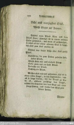 Acht und vierzigstes Stük. Weisse Glasur auf Fayence