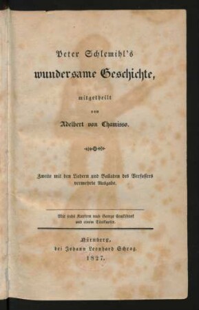 Peter Schlemihl's wundersame Geschichte