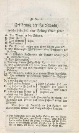 Zu No. 2 Erklärung der Feldschlacht