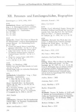 XII. Personen- und Familiengeschichte, Biographien