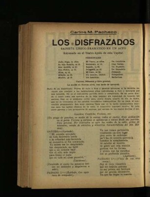 Los disfrazados : Saintet lirico-dramatico en un acto