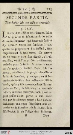 Seconde Partie: Tout edifice doit être utile ou commode