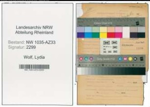 Entnazifizierung Lydia Wolf , geb. 23.05.1914 (Telefonistin)