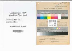 Entnazifizierung Albert Rodemann , geb. 13.06.1906 (Darmschleimer)