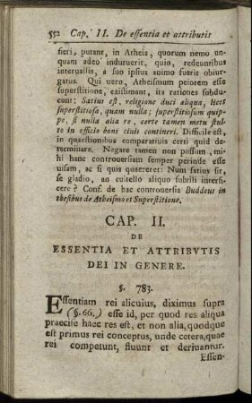 Cap. II. De Essentia Et Attributis Dei In Genere.