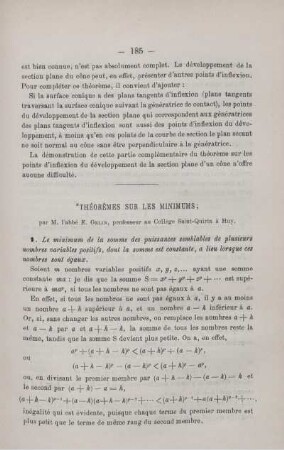 THÉORÉMES SUR LES MINIMUMS.
