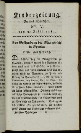 Nro. V. vom 30. Julii 1781