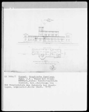Dienstgebäude der Großherzoglichen Sachsen.Weimarschen Eisenbahn & Hauptgebäude des Bahnhofs bei Stadthagen