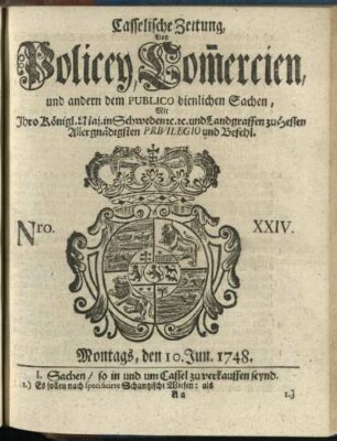 Nro. XXIV, Montags, den 10. Jun. 1748
