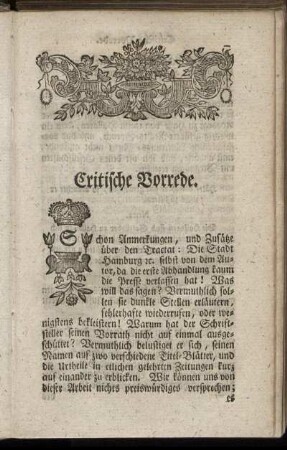 Critische Vorrede.
