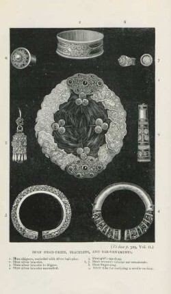 Shan head-dress, bracelets, and ear-ornaments