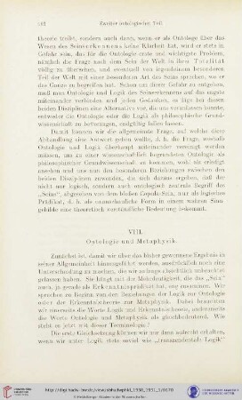 VIII. Ontologie und Metaphysik