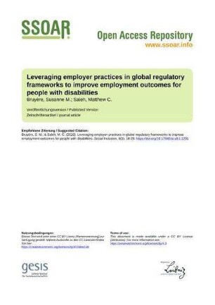 Leveraging employer practices in global regulatory frameworks to improve employment outcomes for people with disabilities