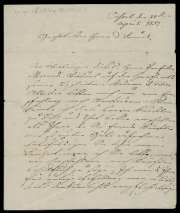 Brief von Louis Spohr an Hendrik Christiaan Kleine