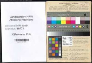 Entnazifizierung Fritz Offermann , geb. 22.01.1893 (Inspektor)