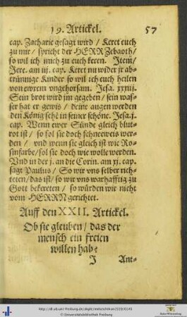 Auff den XXII. Artickel