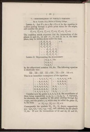V. Demonstration of pascal's theorem.