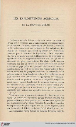 4.1886 = Année 5: Les exploitations agricoles de la province d'Oran