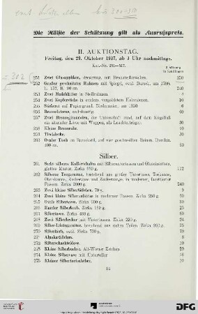 II. Auktionstag: Freitag, den 29. Oktober 1937, ab 3 Uhr nachmittags (Nr. 251-517)