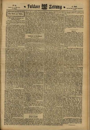 Dritte Ausgabe vom Samstag, den 22. April 1911.