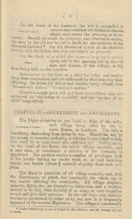 Chapter IV. - Government and amusements