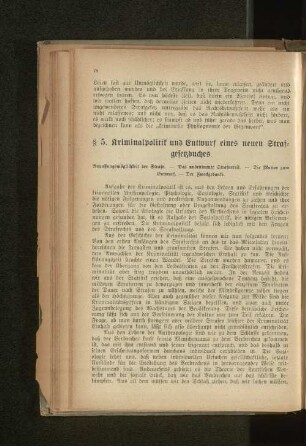 § 5. Kriminalpolitik und Entwurf eines neuen Strafgesetzbuches.