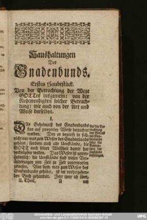 Haushaltungen Des Gnadenbunds.