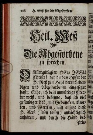 Heil. Meß für Die Abestorbene zu sprechen.