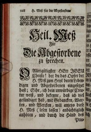 Heil. Meß für Die Abestorbene zu sprechen.