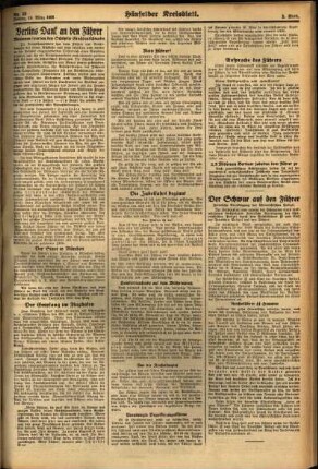 Zweite Ausgabe vom Freitag, den 18. März 1938.