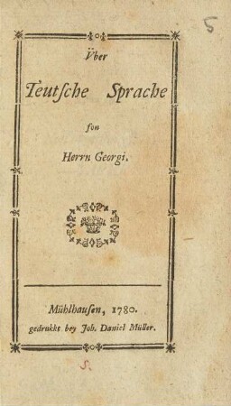 Über Teutsche Sprache